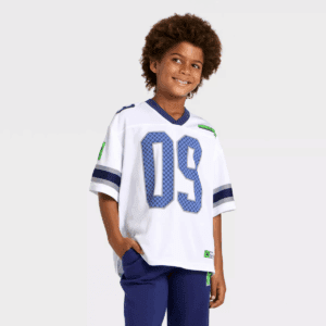 Boys' Minecraft Creeper Mesh Football Jersey - Heather Gray/White/Navy Blue
