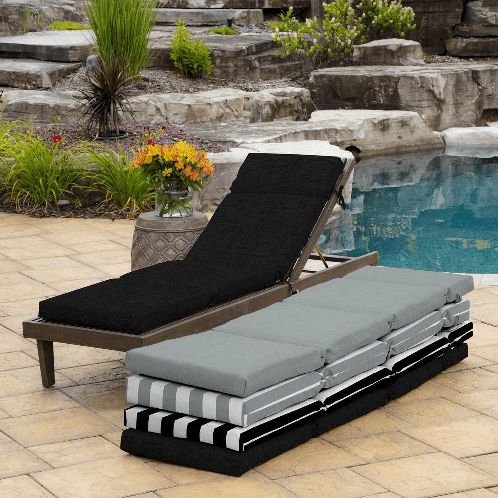 21 In. X 72 In. Outdoor Chaise Lounge Cushion in Black Leala - Image 8
