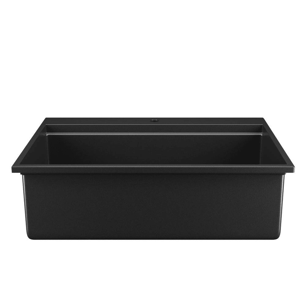 Workstation 33 In. 1-Hole Drop-In Quartz Composite Single Bowl Kitchen Sink in Matte Black with Accessories - Image 11