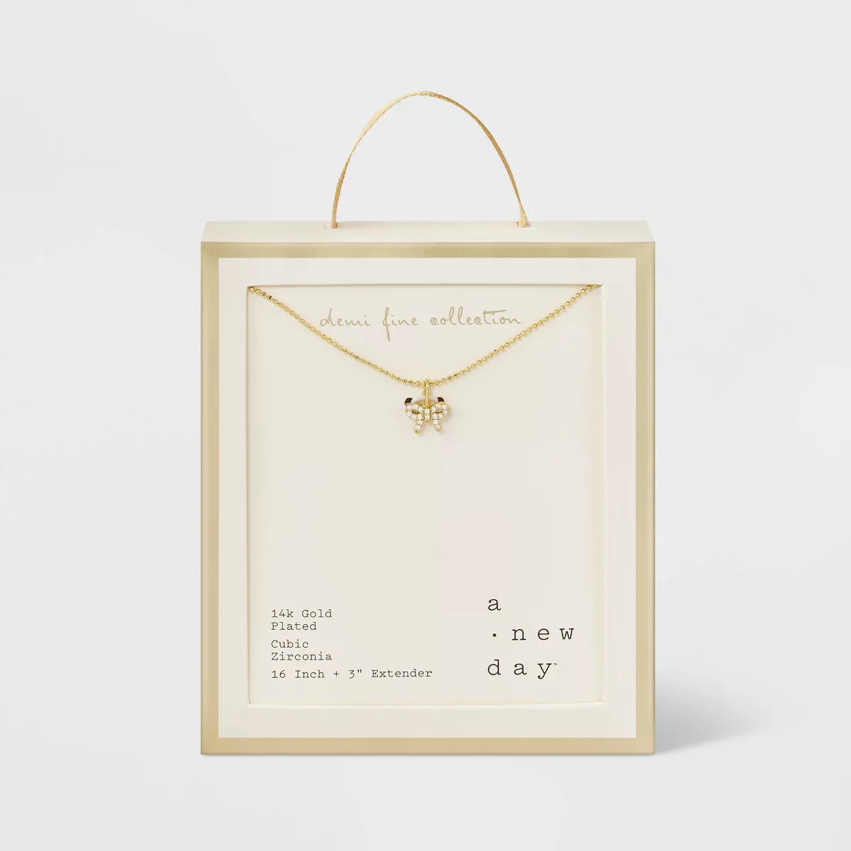 Cubic Zirconia 14K Gold Plated Pave Necklace with Extender - a New Day - Image 7