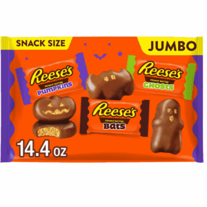 Assorted Milk Chocolate Snack Size Peanut Butter Shapes Halloween Candy, Jumbo Bag 14.4 Oz