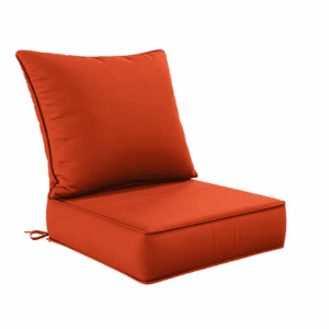 24 In. X 24 In. Deep Seat Outdoor Lounge Cushion with Backrest, Premium Waterproof Patio Furniture Cushions Orange