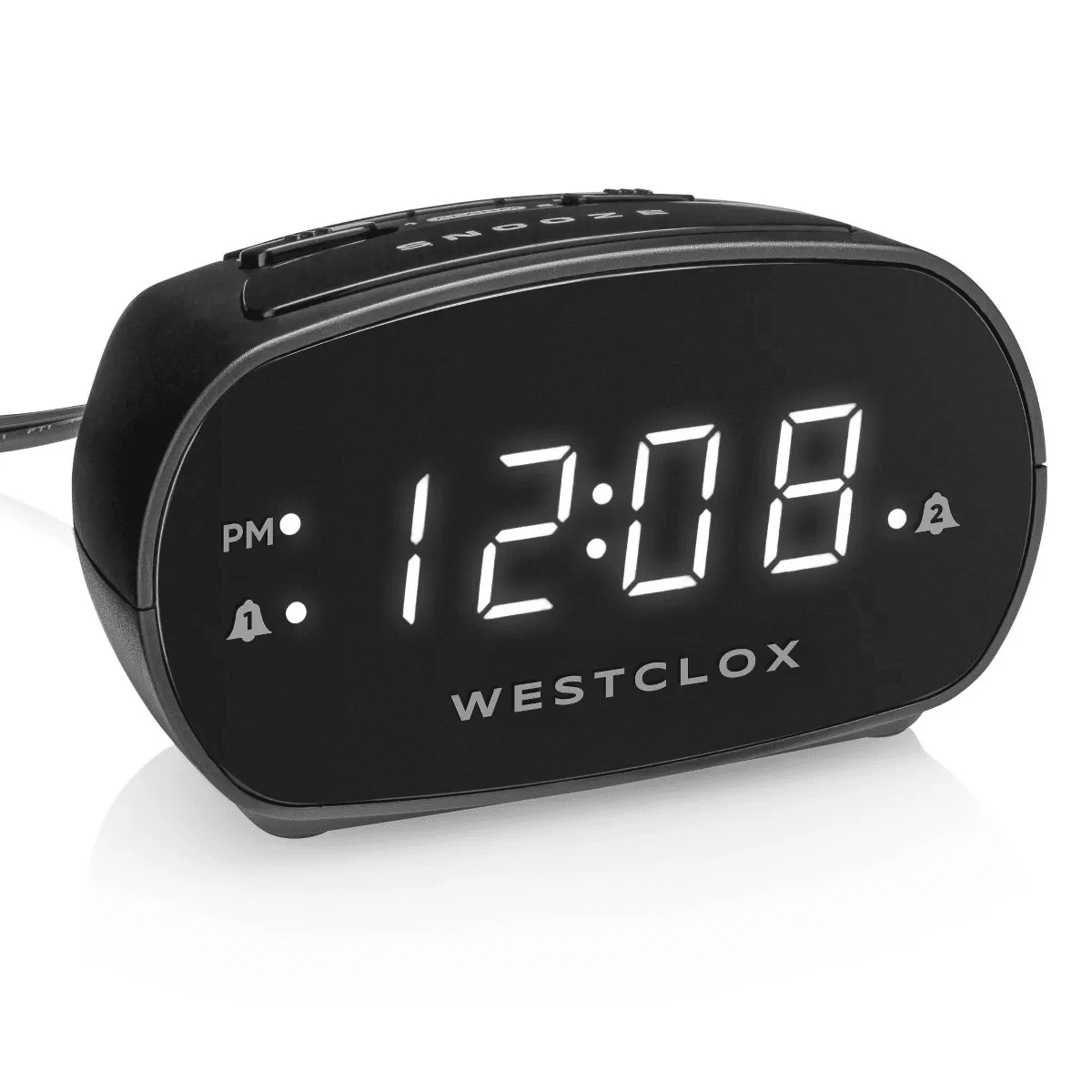 Dual Alarm Clock Black - Westclox: Electric, Battery Backup, Oversized Snooze, Modern Table Clock - Image 4