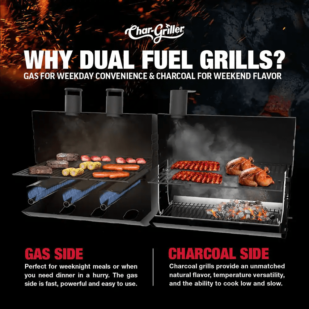 Texas Trio 4-Burner Dual Fuel Grill with Smoker in Black - Image 14