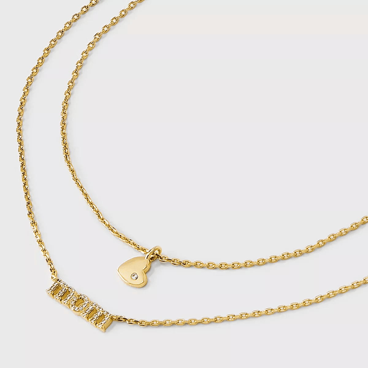 14K Gold Dipped "Mom" and Cubic Zirconia Heart Multi-Strand Pendant Necklace - Gold: Nickel-Free, Gift Box Included - Image 4