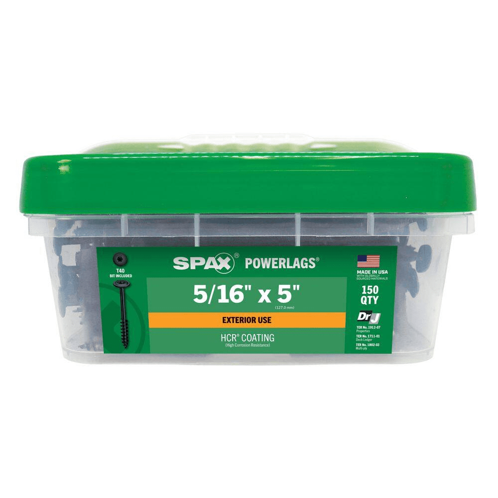 5/16 In. X 5 In. Exterior Powerlag Washer Head Torx T-Star Structural Wood Lag Screws (150-Piece) Bulk Mini Bit Included - Image 8