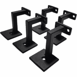 Textured Black Zinc Alloy Square Handrail Brackets for Staircase Railing with Contemporary Design (Pack of 5)