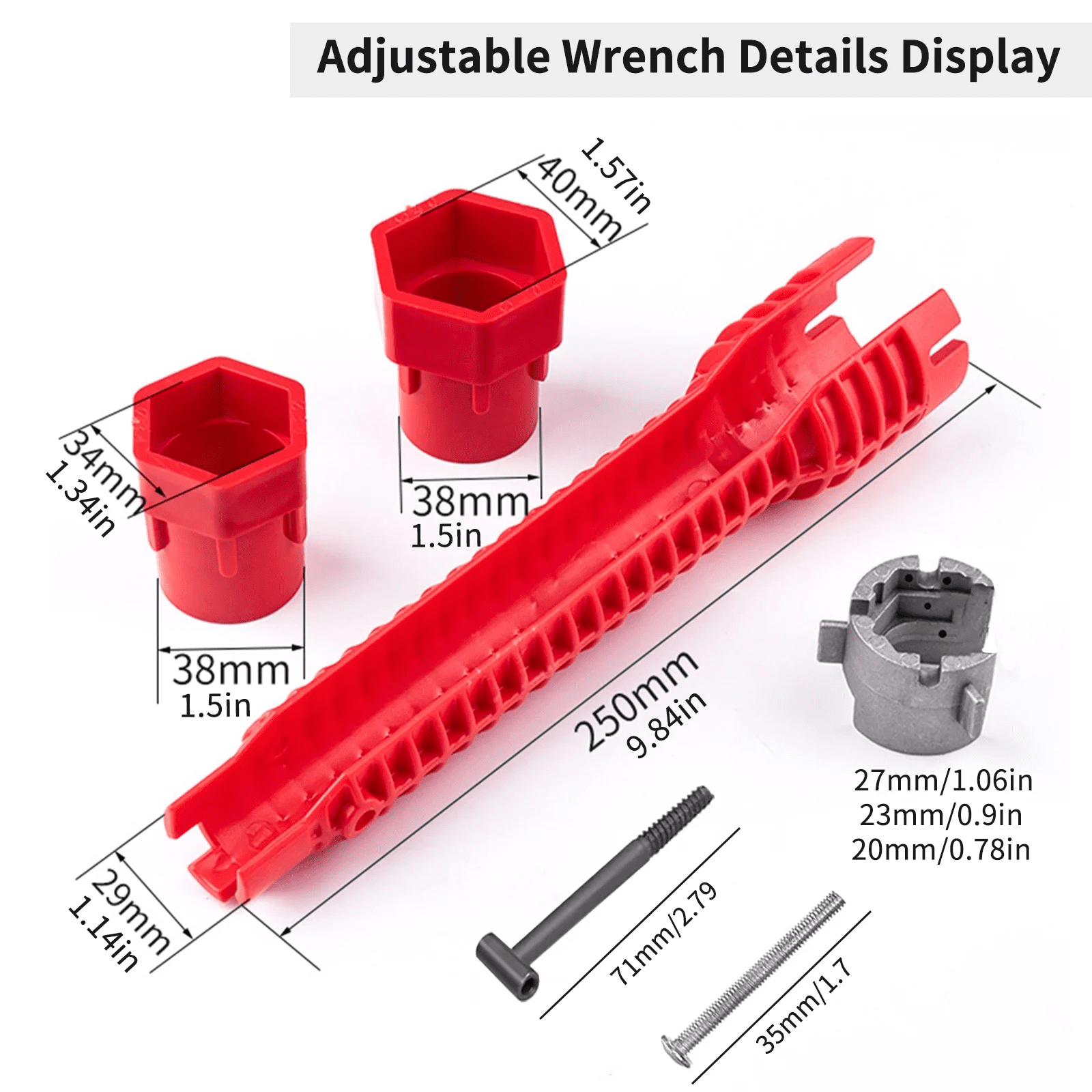 6-Piece Sink Wrench Set, 8-In-1 Sink and Bathroom Faucet Wrench, Adjustable Wrench with Wide Jaws and Short Handle, 10-70 Mm, Universal Plumbing Tool, Suitable for Sink Basins, Pipes, and Nut Removal - Image 7