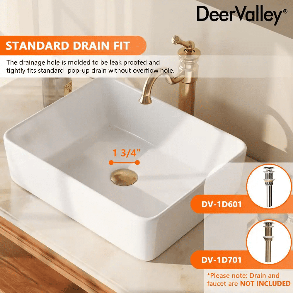 19 In. X 15 In. Rectangular Vessel Bathroom Sink in White Ceramic with Art Basin - Image 8