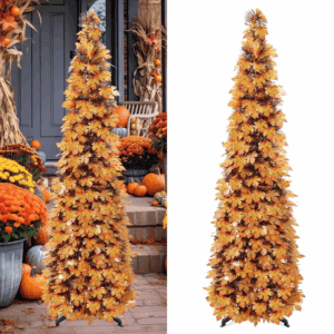 5Ft Fall Tree Pop up Pencil Tree Collapsible Maple Tree for Indoor Outdoor Thanksgiving Decorations Autumn Harvest