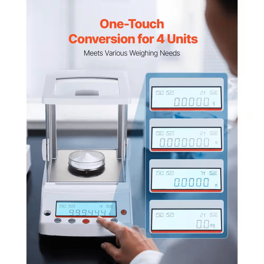 Analytical Balance 120G X 0.001G High Precision Lab Scale, Digital Food Scale W/ Glass Draft Shield for Jewelry Pharmacy - Image 4
