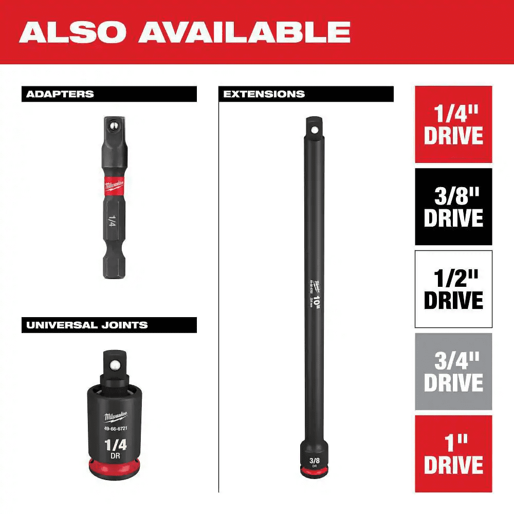 SHOCKWAVE 3/8 In. Drive SAE and Metric 6 Point Impact Socket Set (43-Piece) - Image 8