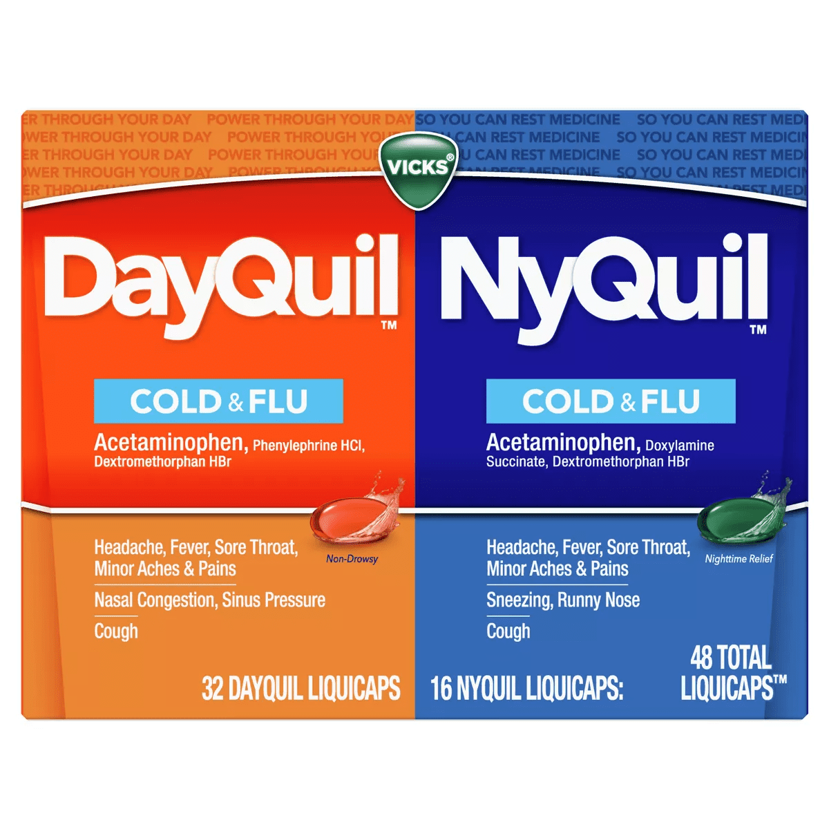 Vicks Dayquil & Nyquil Cold & Flu Medicine Liquicaps - 48Ct - Image 7