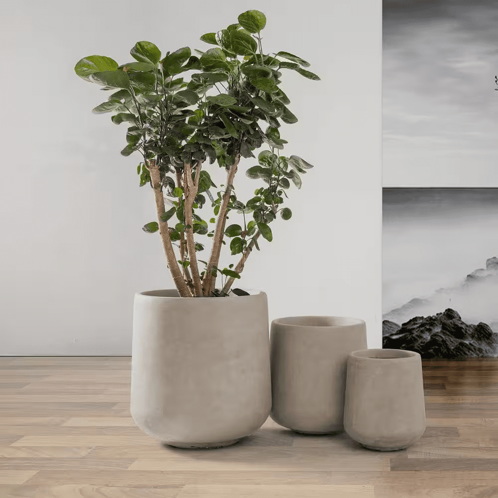 15.3 In. 11.6 In. 8.2 In. round Concrete Planters, Indoor/Outdoor Pots with Drainage Holes, Weathered Concrete - Image 6