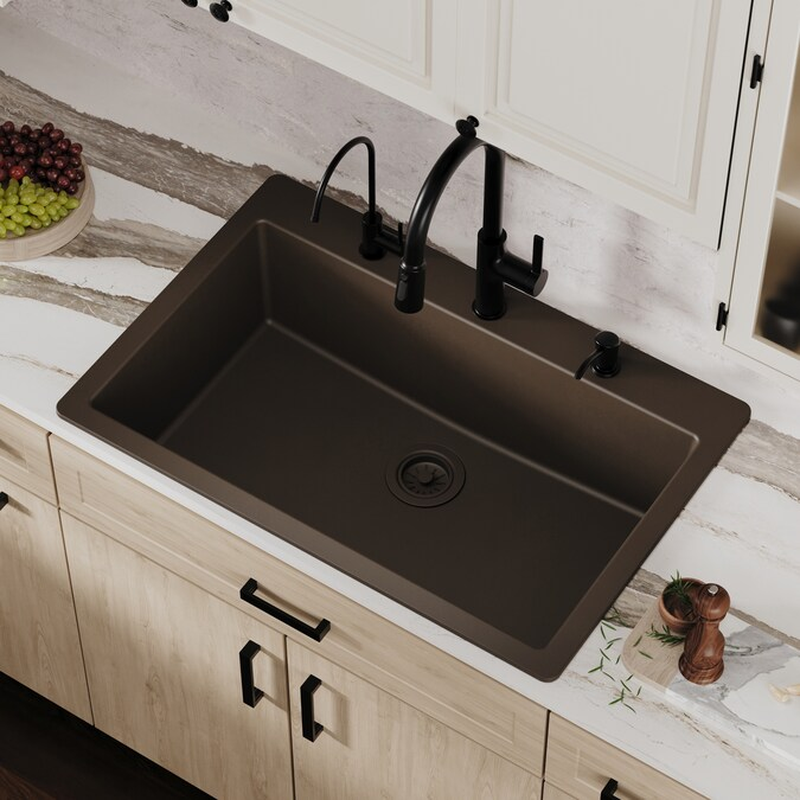 Drop-In or Undermount 33.0-In X 22.0-In Quartz Single Bowl Kitchen Sink - Image 12