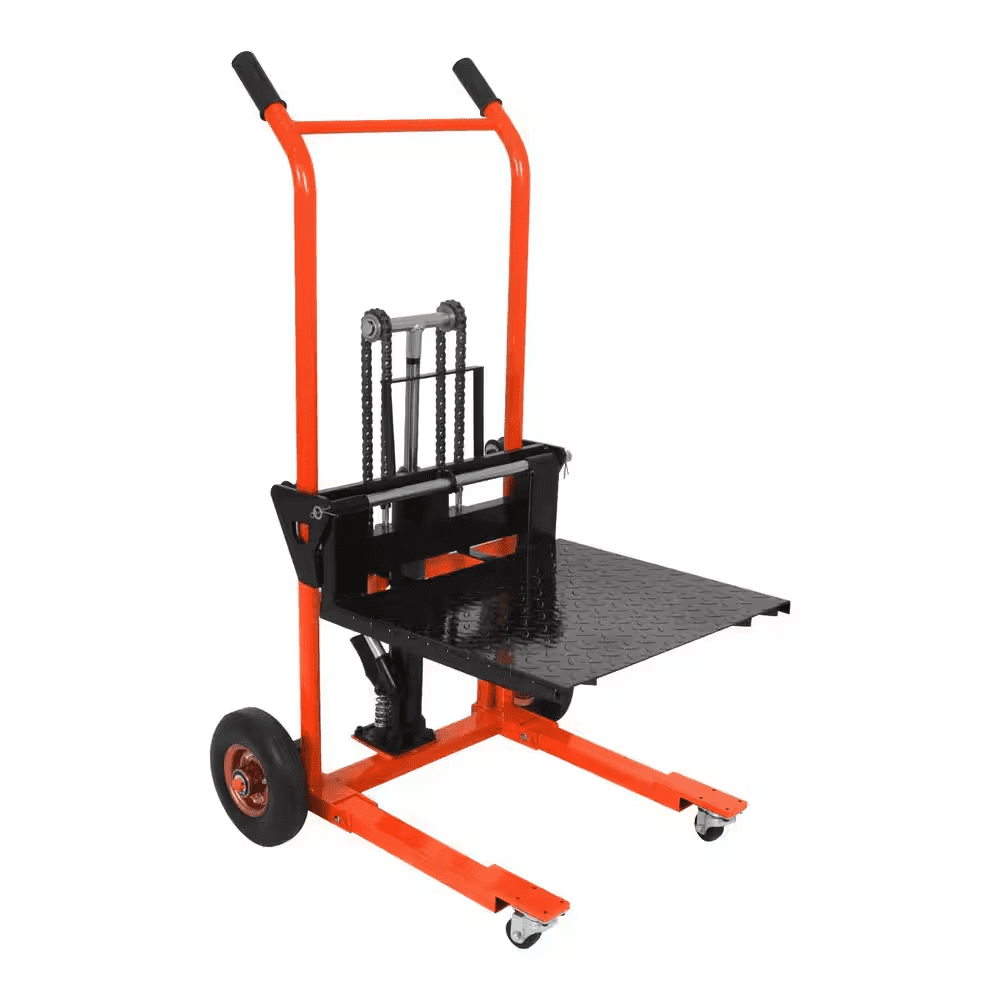Orange 440 Lbs. Hand Stacker with 35.8 In. Max Lift Adjustable Forks and Fixed Legs Mini Manual Lift Pallet Stacker - Image 3