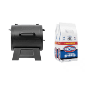 16 Lbs. Original BBQ Charcoal Briquettes with Portable Charcoal Grill or Side Fire Box in Black (2-Pack)