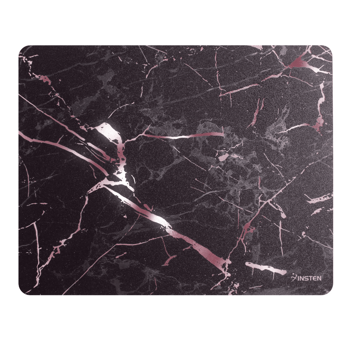 Insten Reflective Marble Design Mouse Pad - Anti-Slip Mat for Wired/Wireless Gaming Computer Mouse, Black/Rose Gold