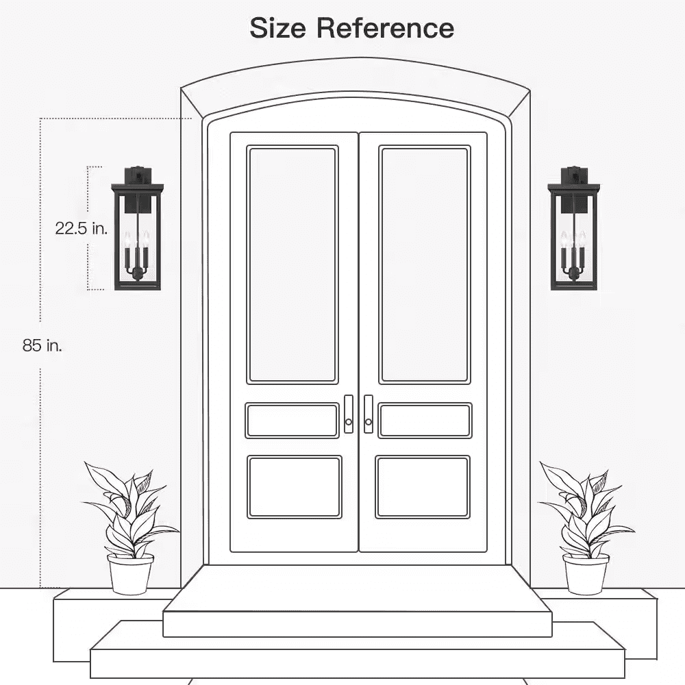 Trevot 3-Light 22.5 In. Large Black Outdoor Wall Lantern Sconce - Image 11