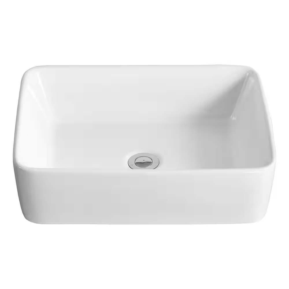 19 In. X 15 In. Rectangular Vessel Bathroom Sink in White Ceramic with Art Basin - Image 14