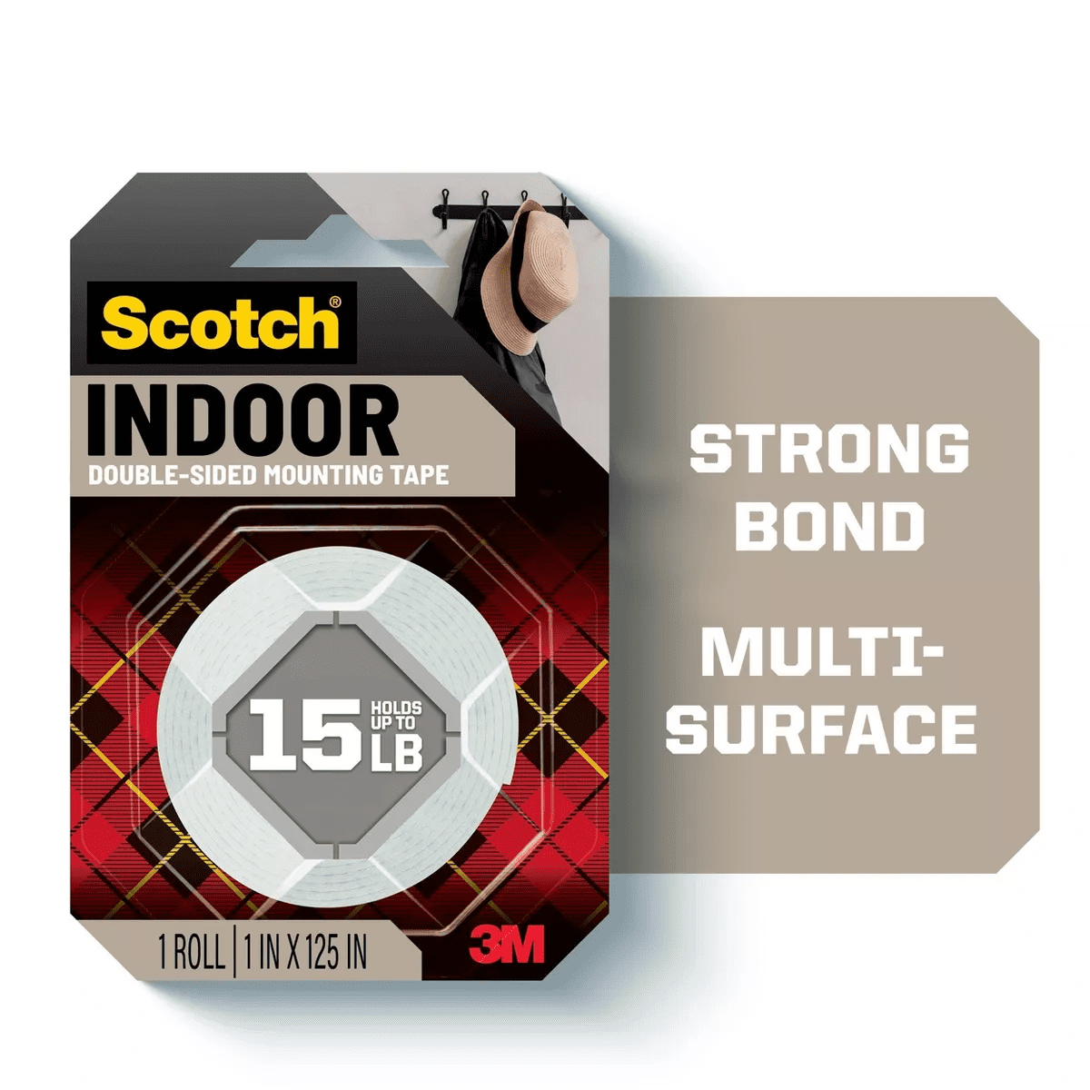 Scotch Heavy Duty Mounting Tape: Double Sided Heavy Duty Wall Tape, White, Plastic, 1 Pack - Image 2