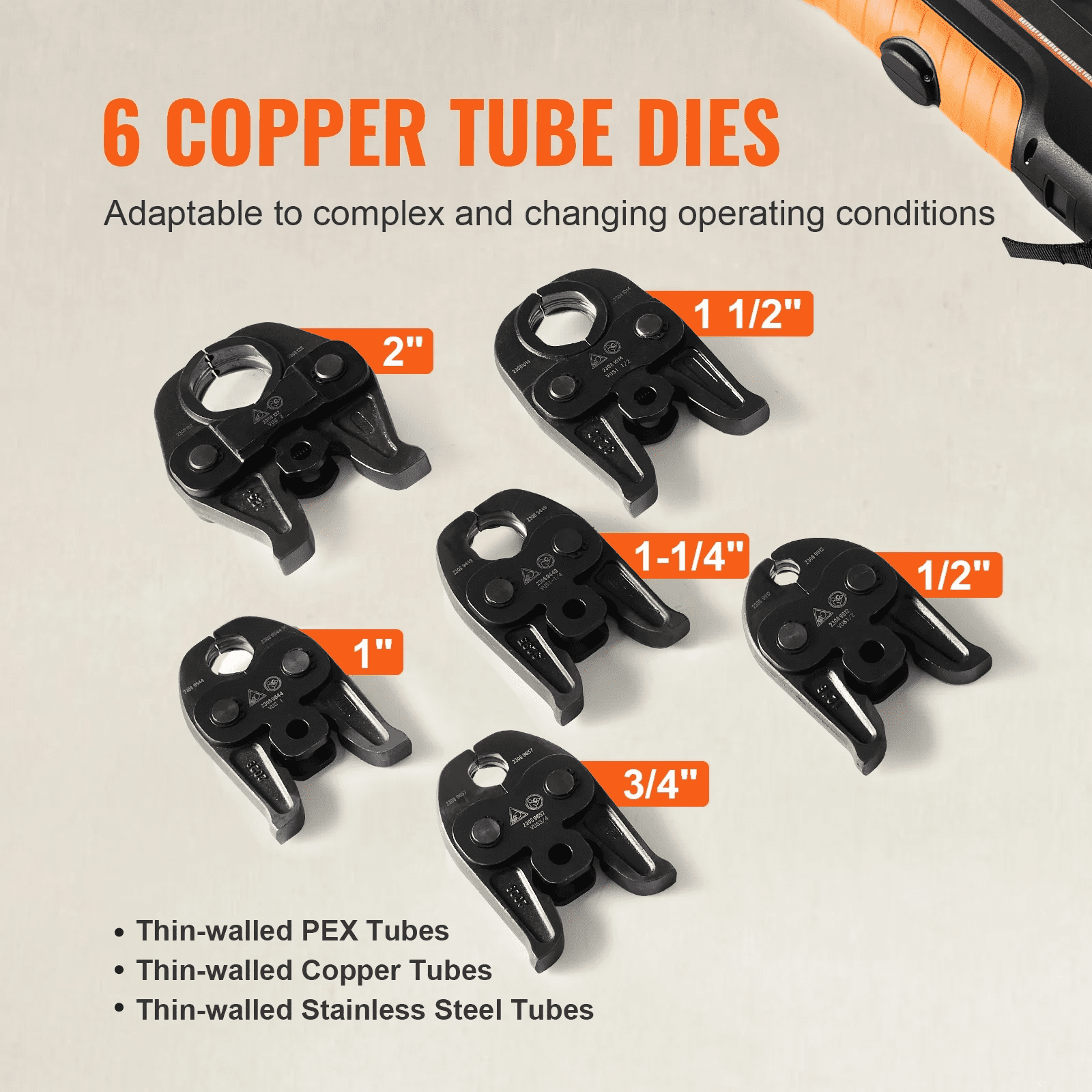 Pro Press Tool for Copper Pipe, 18V Electric Pipe Crimping Tool for 1/2" to 2" Stainless Steel, Compact Plumbing Pipe Press Tool with 6 Pro Press Jaw Brushless Motor & 2Pcs 4AH Battery - Image 3