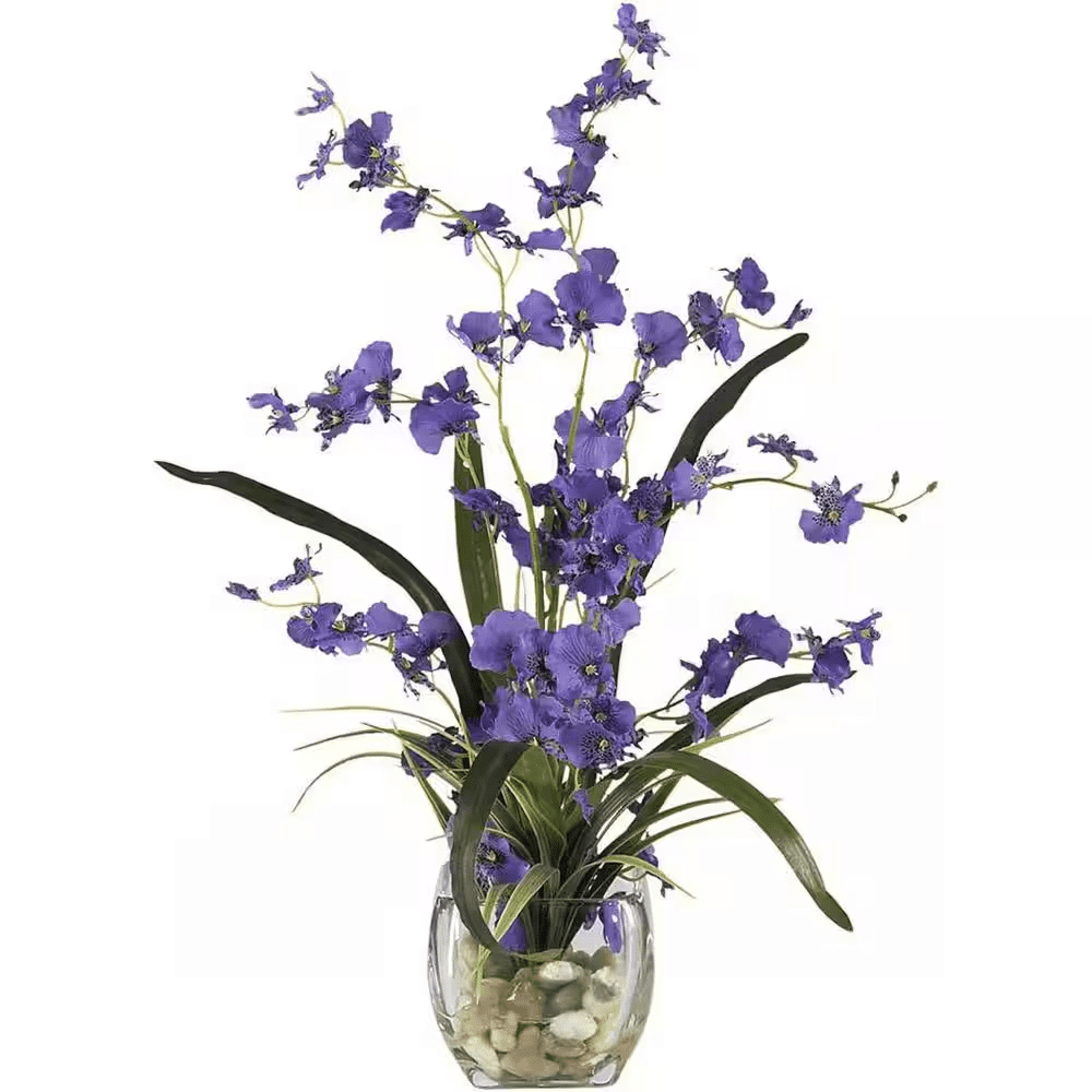 15 In. Multi-Colored Artificial Orchid in Brown Vase - Image 2