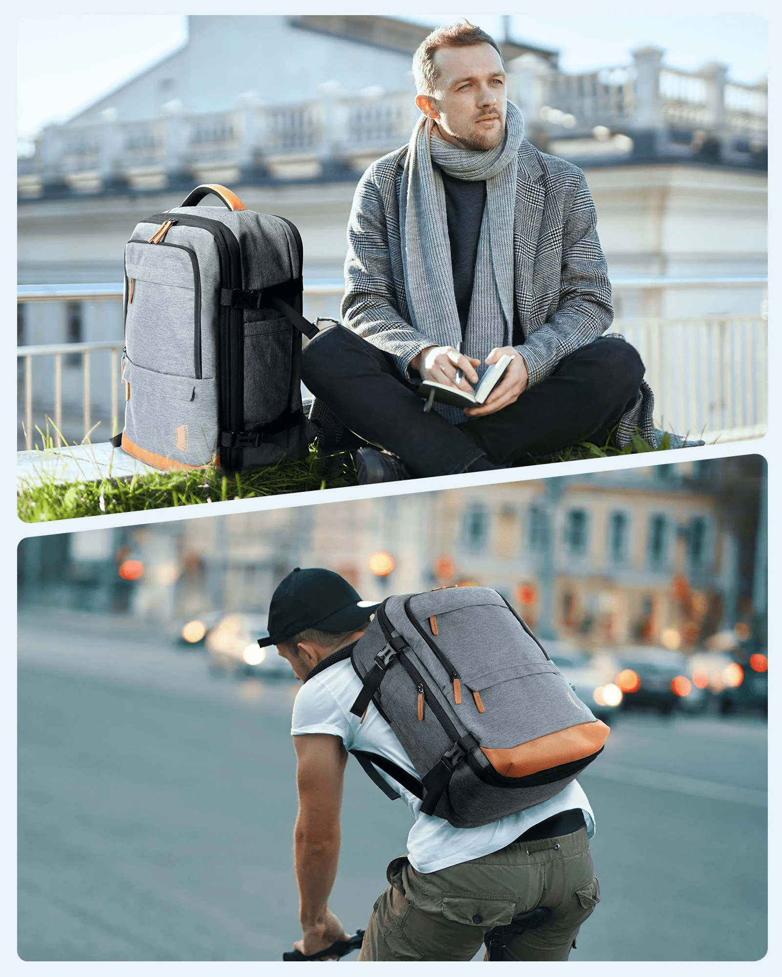 Extra Larger 40L Travel Backpack Expandable Business Backpack with Packing Cubes, Airline Approved Carry on Luggage Backpack Fit 17" Laptop, Waterproof College Daypack with Shoe Bag, Gray - Image 2