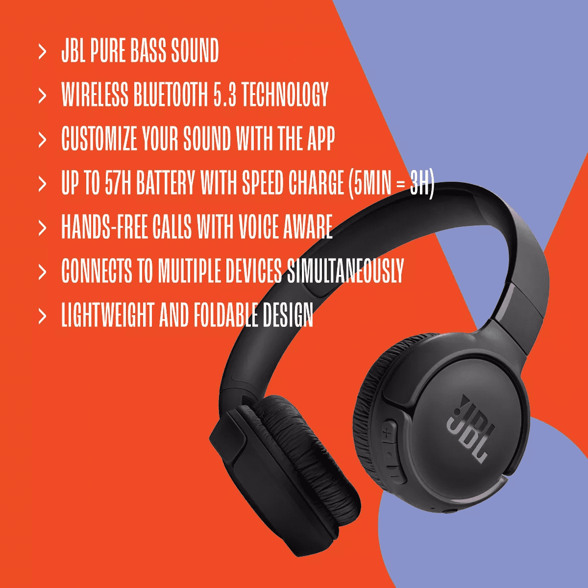 JBL Tune 520BT Bluetooth Wireless On-Ear Headphones - Image 5