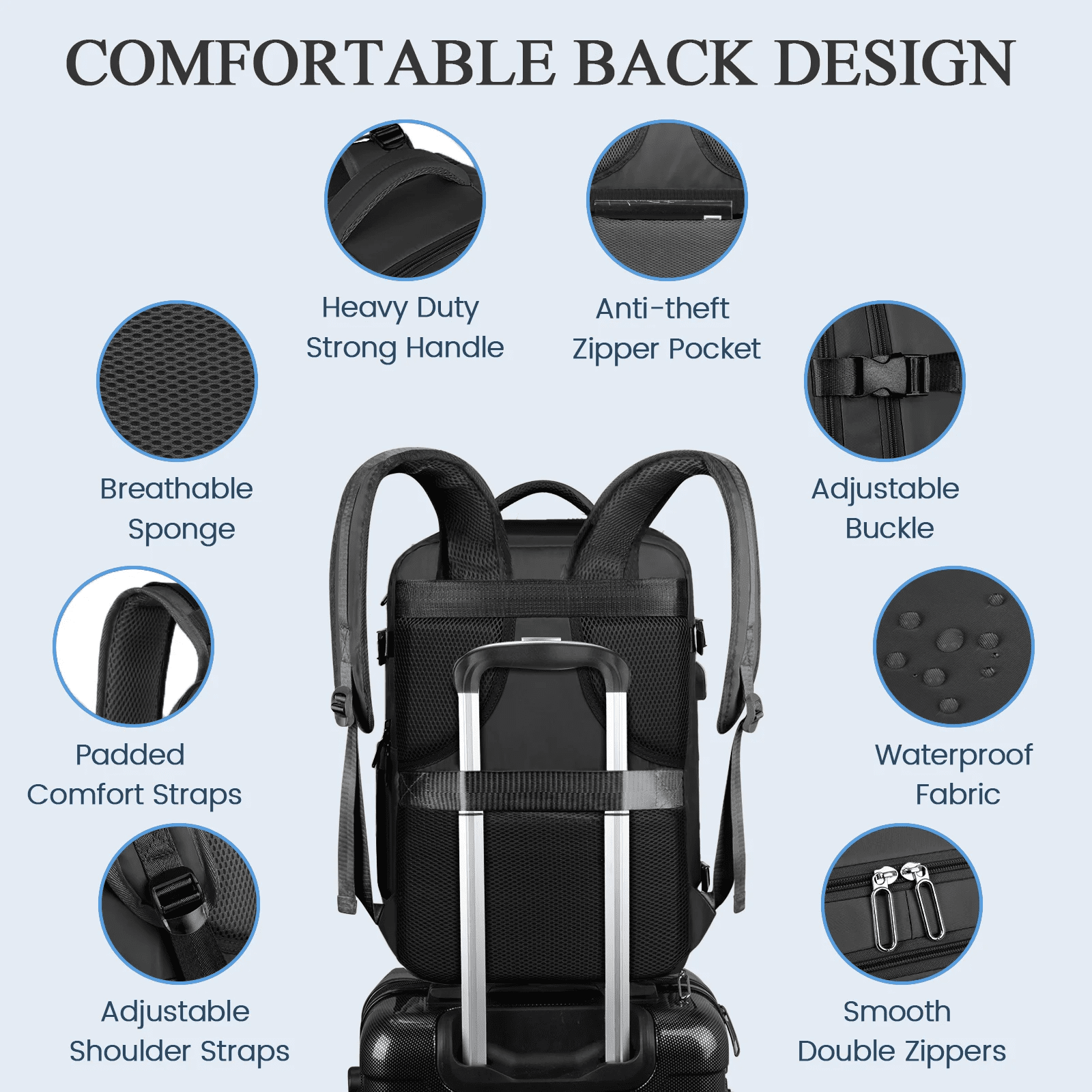 Travel Backpack for Women with USB Charging Port, Tsa-Approved Laptop Backpack, Lightweight Carry on Backpack Fit 15.6” Laptop for Weekend Trips, Business Travel & Hiking, Black - Image 7