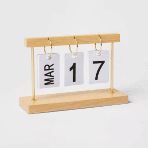 Rubber Wood Desk Calender Natural Wood - Thresholdâ„¢: Office Supplies Desk Organizer, Brown Rubberwood, 7.5" Width