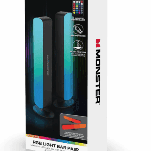 Basics Multicolor LED Light Bar, RGB LED Lights with Multi-Position Base and Remote, 2-Pack