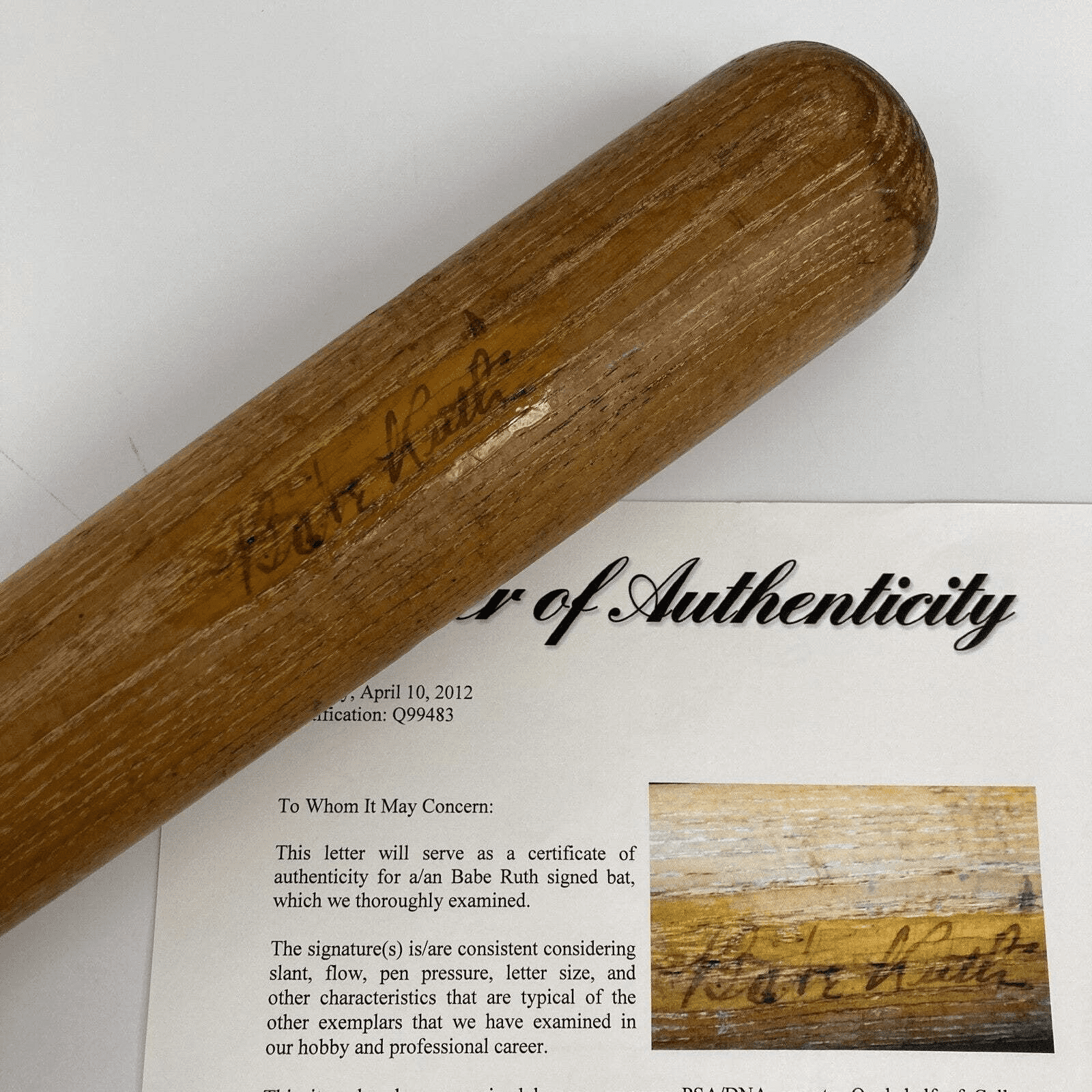 Babe Ruth Signed Autographed 1930'S Game Used Baseball Bat PSA DNA COA
