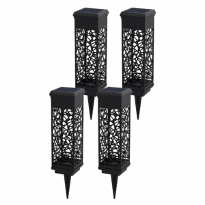 15 Lumen Matte Black Solar Mosaic Bollard Integrated LED Light (4-Pack)