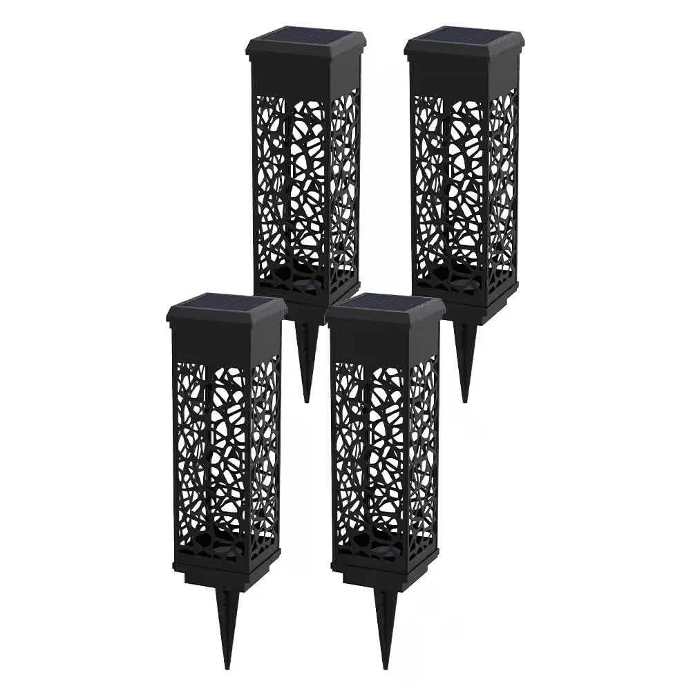 15 Lumen Matte Black Solar Mosaic Bollard Integrated LED Light (4-Pack)