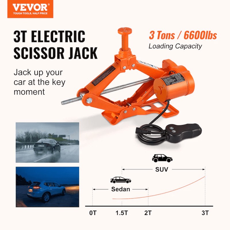 Orange 3-Ton Steel Hydraulic Scissor Jack - Image 3