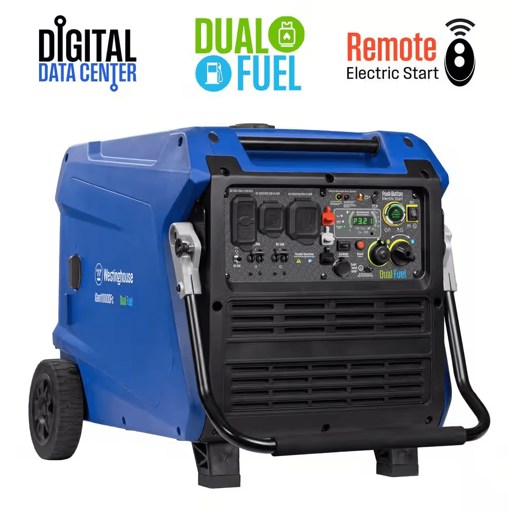 11,000-Watt Electric Start Gasoline and Propane Inverter Generator with CO Sensor, Dual Fuel