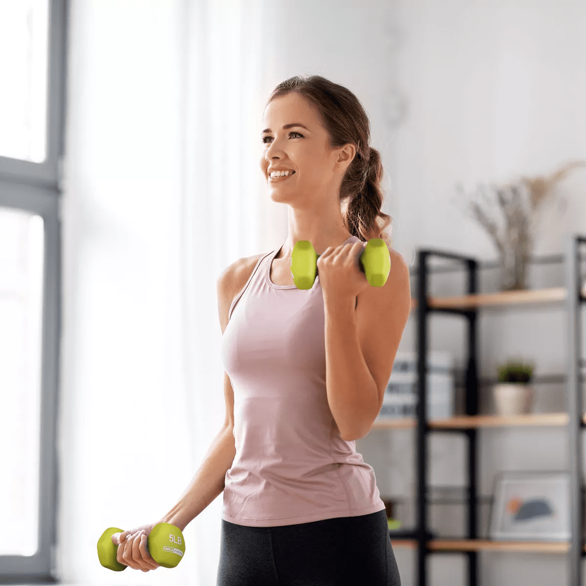 Holahatha 5, 10, and 15 Pound Neoprene Dumbbell Free Hand Weight Set with Rack - Image 5