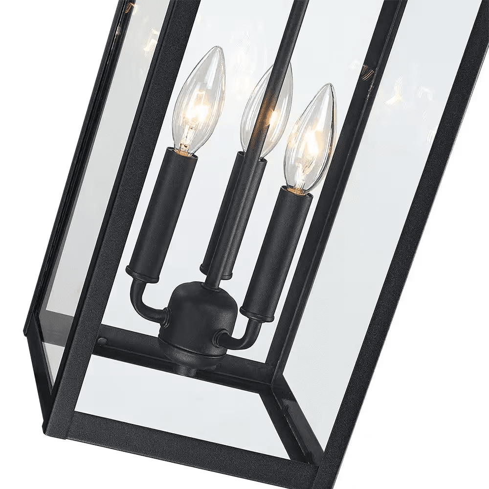 Trevot 3-Light 22.5 In. Large Black Outdoor Wall Lantern Sconce - Image 7
