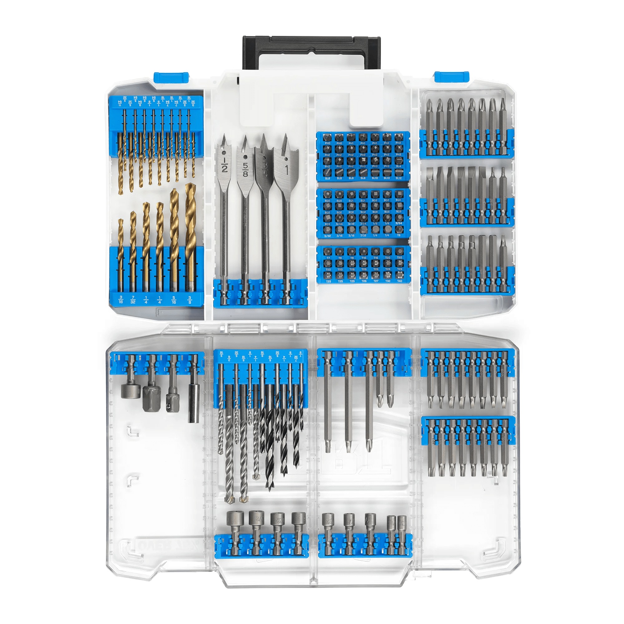 175-Piece Assorted Drill and Drill Bit Set Wood/Metal/Pvc, Customizable Modular Storage Case - Image 2