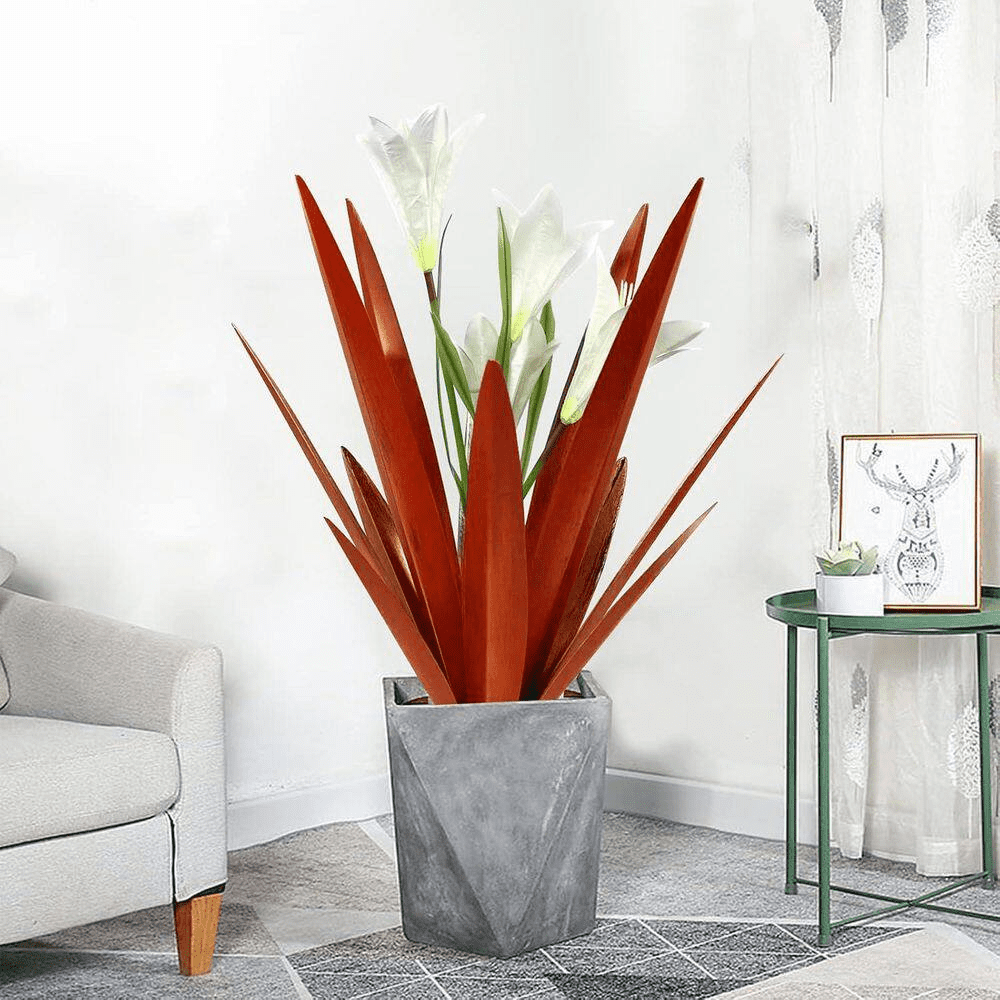 Metal Agave Plant Outdoor Decoration Outdoor Garden Decoration Yard Art Plant (2 Big White Lilies) - Image 4