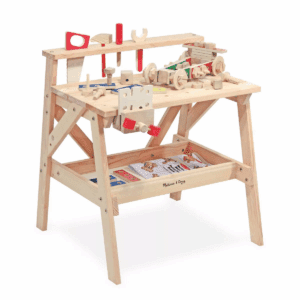 Melissa & Doug Solid Wood Project Workbench Play Building Set: Toy Tool Accessories, Creativity Educational Focus