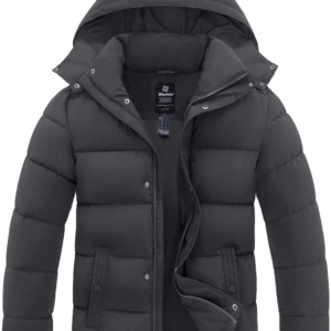 Men'S Winter Jacket Recycled Hooded Thicken Winter Coat Windproof Windbreaker Jacket Dark Gray M