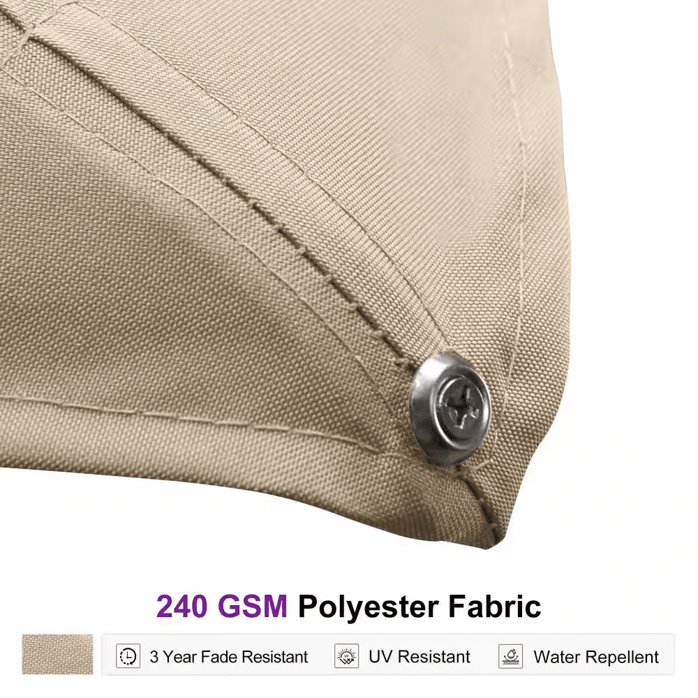 10 Ft. Square Large Outdoor Aluminum Cantilever 360-Degree Rotation Patio Umbrella with Base, Beige - Image 8