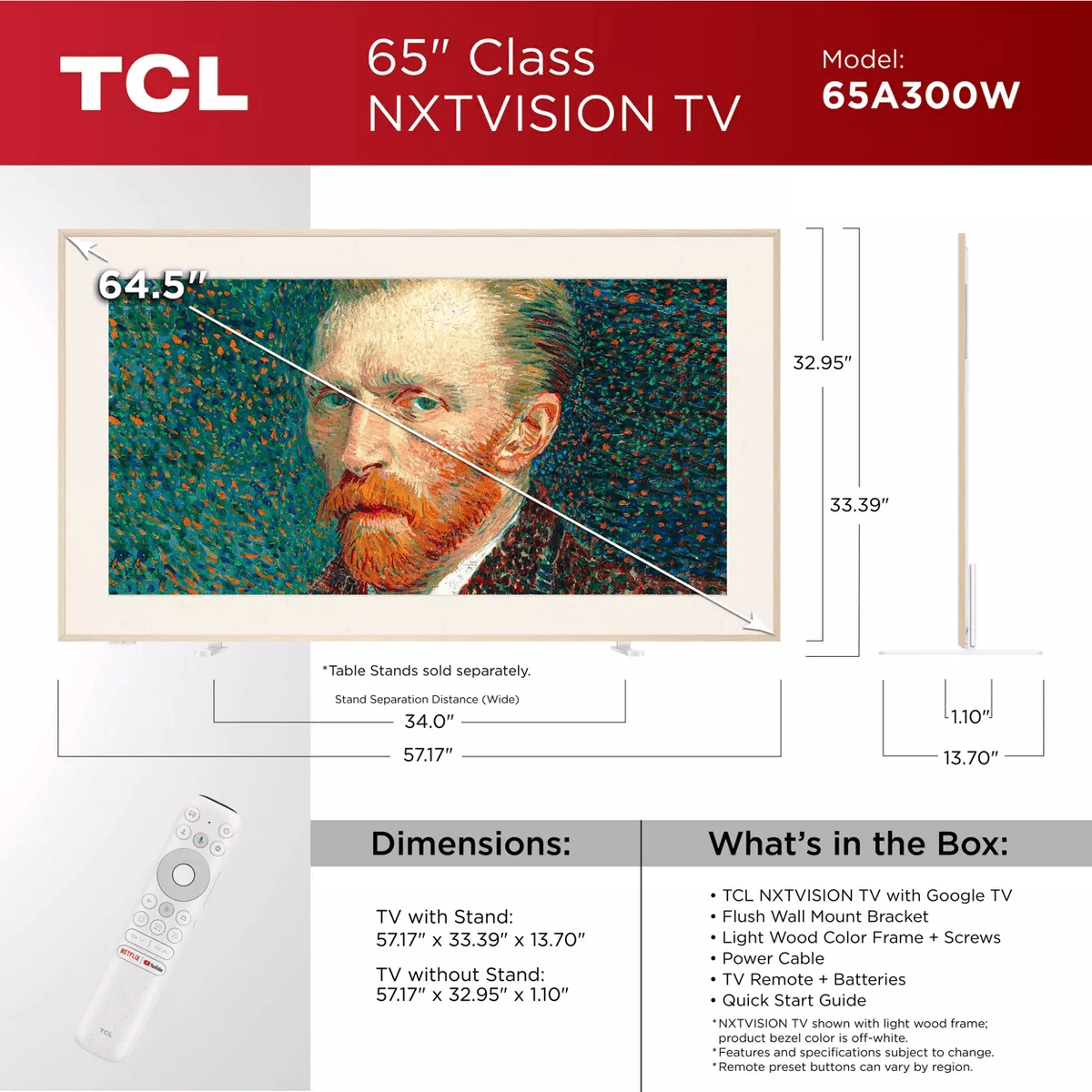 TCL 65" Class NXTVISION 4K QLED Smart Frame with Google TV and Flush Wall Mount - White 65A300W: 120Hz Refresh, Dolby Vision, HDR10+ - Image 23