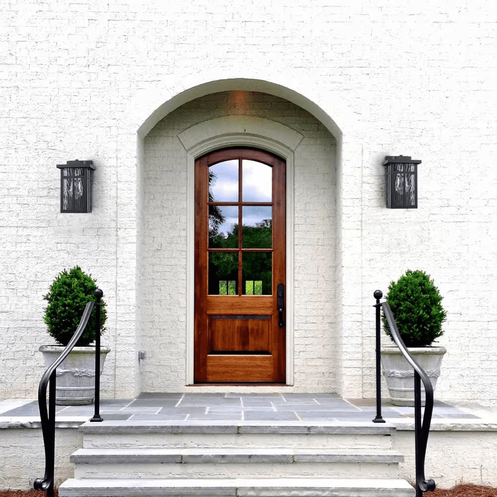 Matte Black Outdoor Hardwired Wall Lantern Sconces with Water Glass, No Bulbs Included (2-Pack) - Image 9