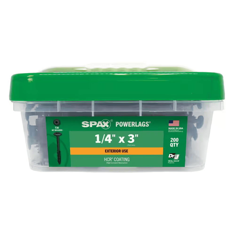 1/4 In. X 3 In. Exterior Powerlags Washer Head Torx T-Star Structural Wood Lag Screws (200-Piece) Bulk Mini Bit Included - Image 8