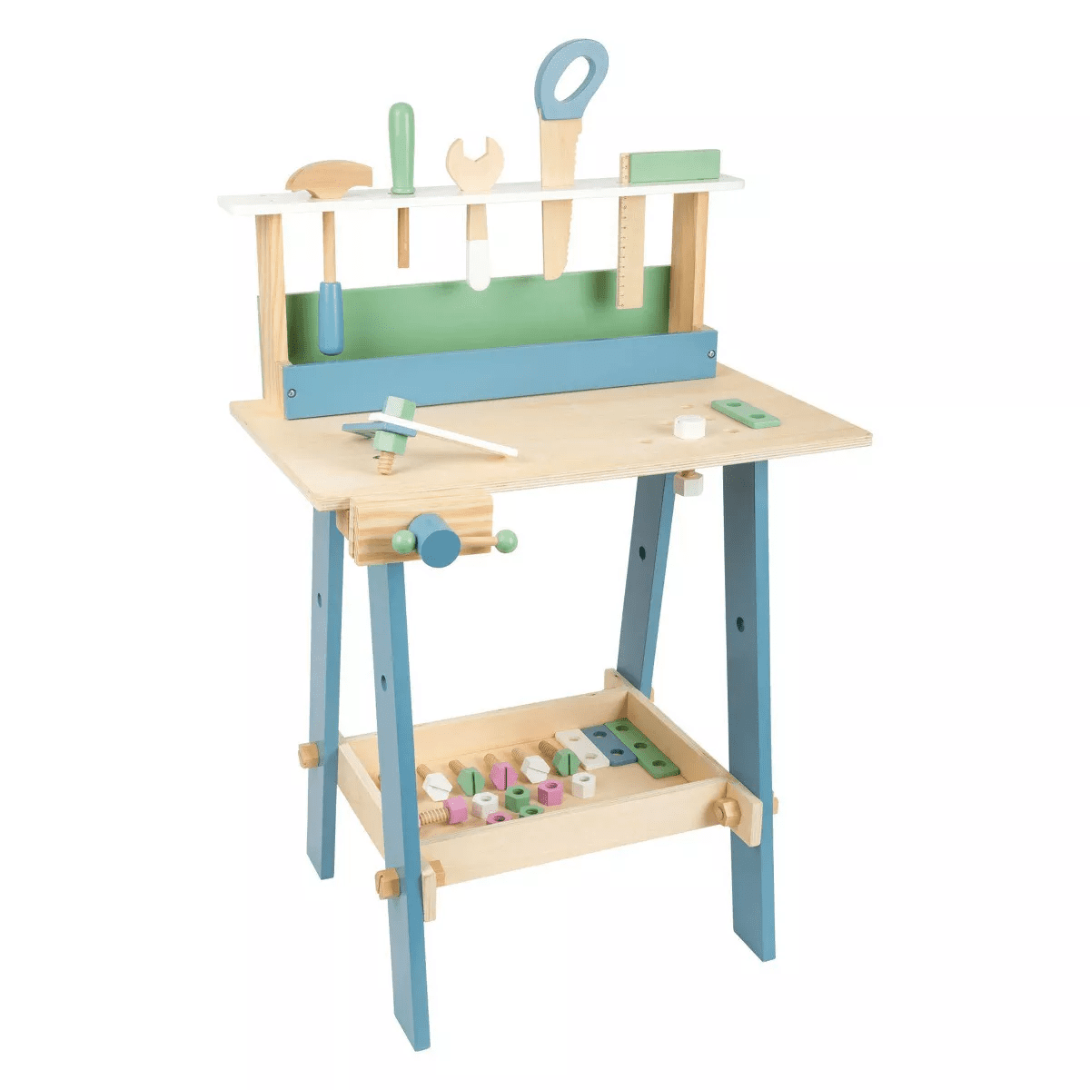 Small Foot Wooden Toys Premium Nordic Workbench: Includes 30 Pieces, Educational Toy Tools & Accessories