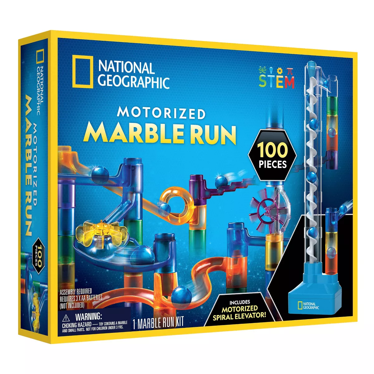 National Geographic 100 PC Marble Run: Creative, Engineering, Physics, Activity Guide Included