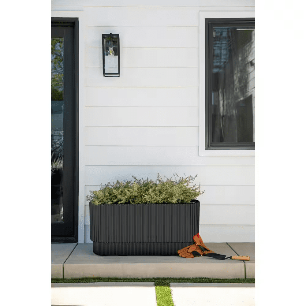 Demi Extra Large Black Plastic Rectangular Long Planter with Drainage Holes (10 In. L X 30 In. W X 14.25 In. H) - Image 2